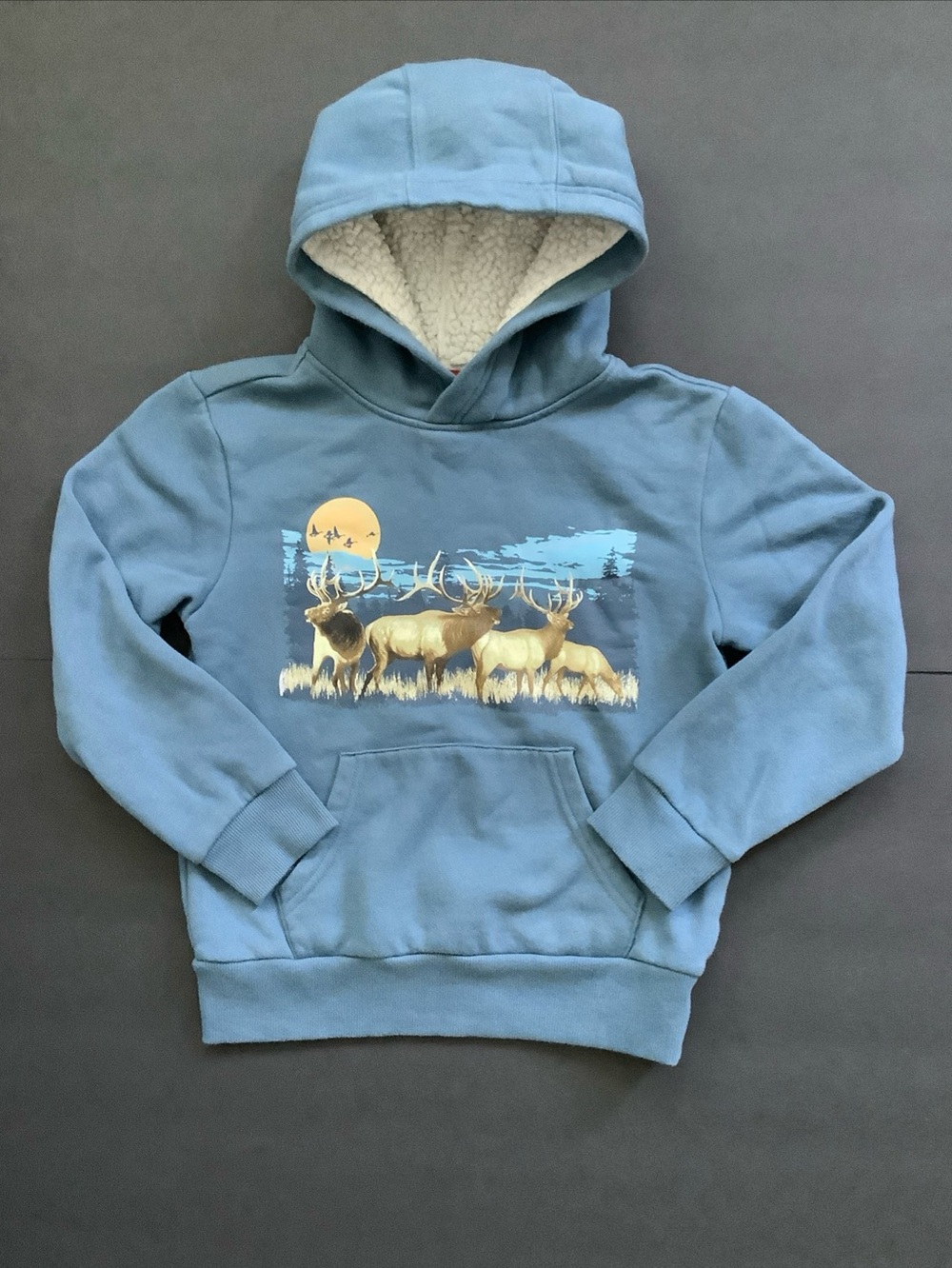 Bass Pro Shops Kids Blue Hooded Sweatshirt with Elk Graphic Small